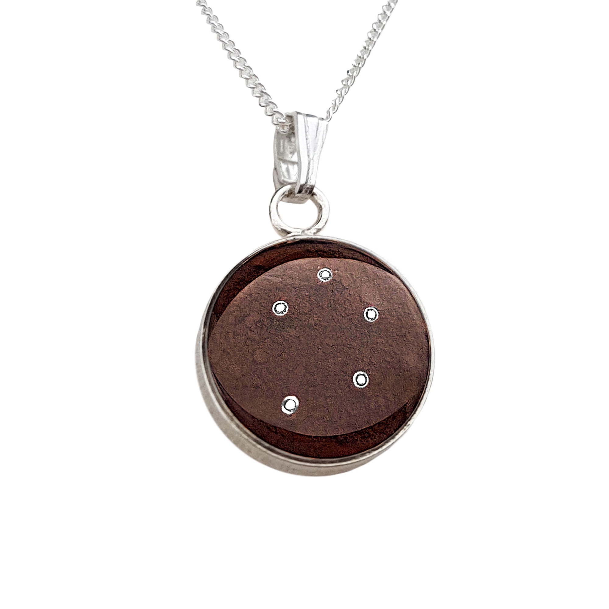 Meteorit Halskette mit Anhänger - Sternzeichen Kette aus Silber