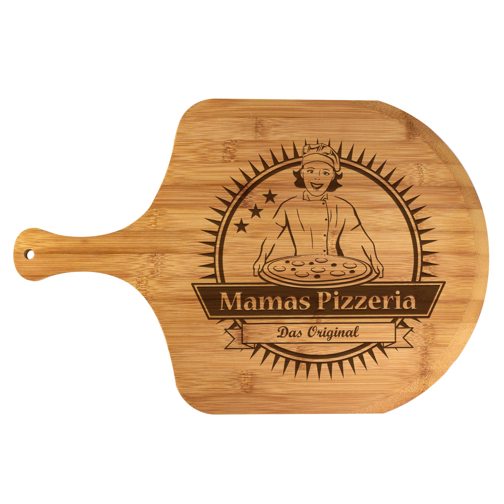 Pizzabrett Premium mit Gravur - Mamas Pizzeria